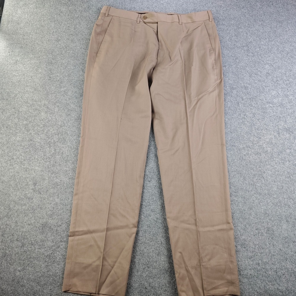 Ermenegildo Zegna Su Misura Dress Pants Mens 34x31 Tan Brown Flat Front Wool